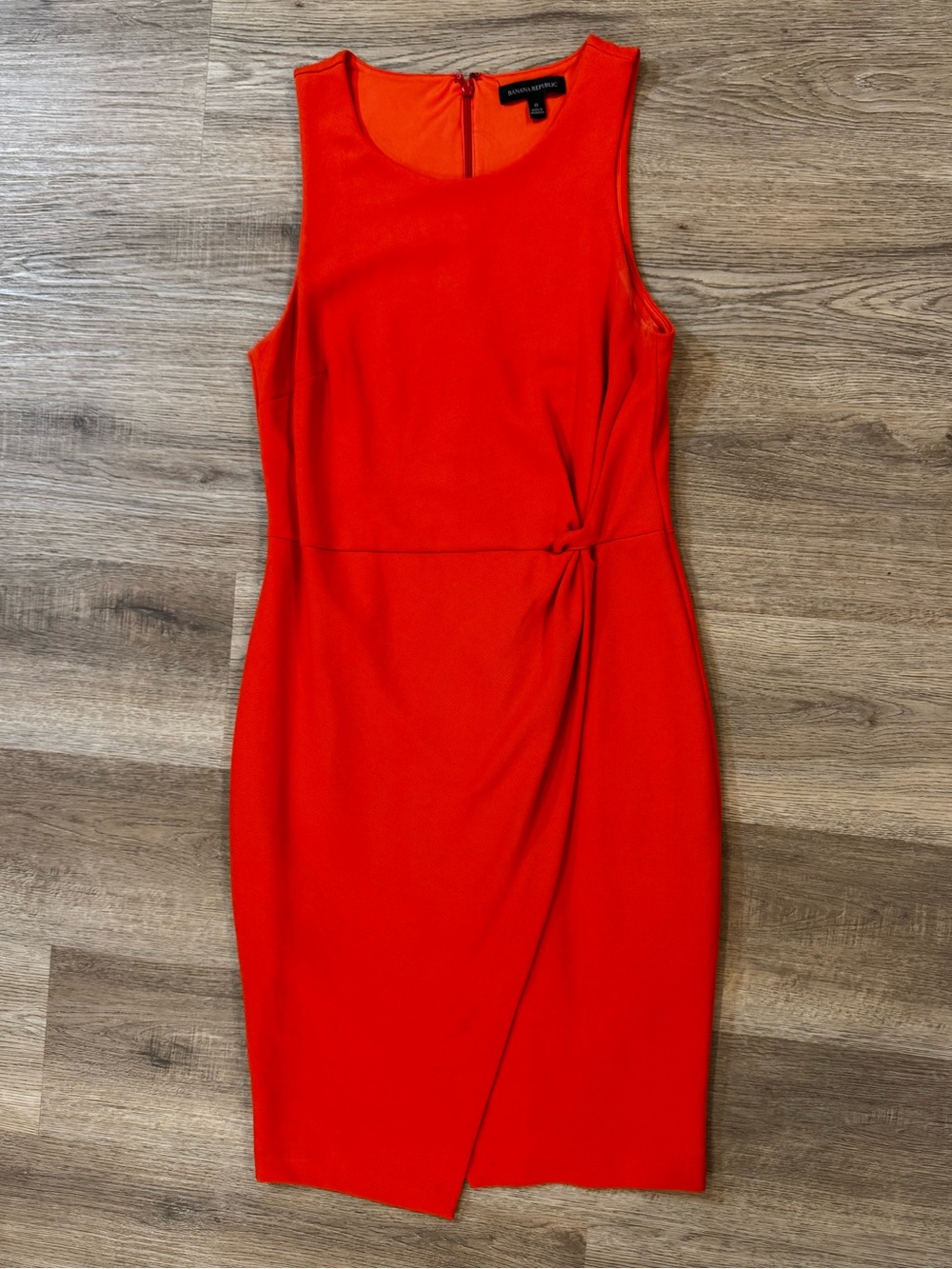 Banana Republic | Orange Sleeveless Knot Front Faux Wrap Sheath Dress | Size 8